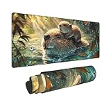 Photo Gallery tappetino per mouse con motivo lontra, grande, xl, bordi cuciti, per gamer, casa, ufficio, 80 x 30 cm Photo Gallery tappetino per mouse con motivo lontra, grande, xl, bordi cuciti, per gamer, casa, ufficio, 80 x 30 cm