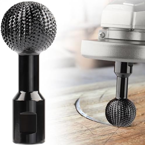 Ball Gouge Angle Grinder Attachment - 360° Sphere Rotary Burr for Rapid Wood Carving, Heavy-Duty Steel Spherical Grinding Head with Abrasive Teeth (Bowl, Log & Sculpture Crafting)