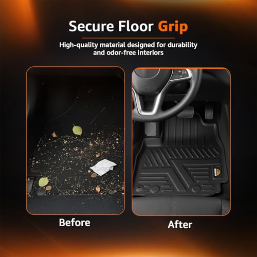 Image of Amazon Basics 5D Custom Fit Car Floor Mats for Mahindra XUV 3XO Manual | Odor Free Virgin Polymer | All Weather Waterproof Protection | Edge to Edge Coverage | 3 Piece Set