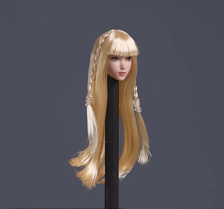 Fremego 1/12 Scale Female Head Sculpt,Asian Girl Pale Skin Head Carved for 6inch Female Seamless Action Figure Collection