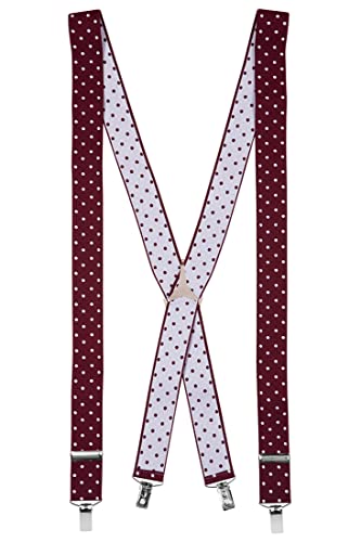 CARLO VISCONTI - Tirantes De Lunares 4 Clips - Burdeos, Blanco - Hombres - Talla Unica Cover