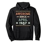 awesome since april 1987 birthday design felpa con cappuccio