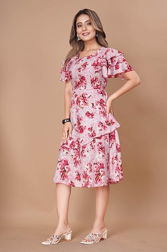 Image of Women Floral Print Sleeve Layred Dress