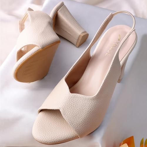 Image of TRASE Ankle Strap Pointed Toe Block Heel Pumps Sandals For Women| Fashionable Sandals, Office, Party and Formal Occasions | Light weight, Soft Footbed, Comfortable & Stylish - (47067)