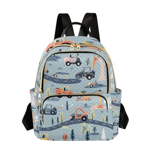 GAIGEO Mochila casual moderna para carros e trabalhadores da construção, mochila moderna, mochila para trabalho e viagens, P, carros e trabalhadores de construção - 3, pequena, Carros e trabalhadores