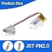 Qimoo 301020 3.7V Lipo Battery 40mAh 301020 Rechargeable Lithium Polymer Battery Pack with JST PH2.0mm Connector for Electronic Device
