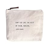 Sugarboo & Co. Coco Chanel (Don’t Be Like The Rest Of Them) Canvas Zip Bag, Makeup Bag For Women, Multi Purpose Toiletry Bag, Pencil Case Organizer