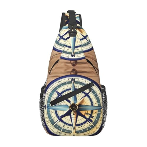 Mochila urbana cruzada con estampado de brújula náutica miniatura 1