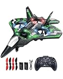JoyRapt Form RC Plane Drones for Kids, Remote Control Airplane, Aircrafts for Boys and Girls, Jet Helicopter Drones with LED Lights 360° Flip, 2 Rechargeable Batteries (Green)