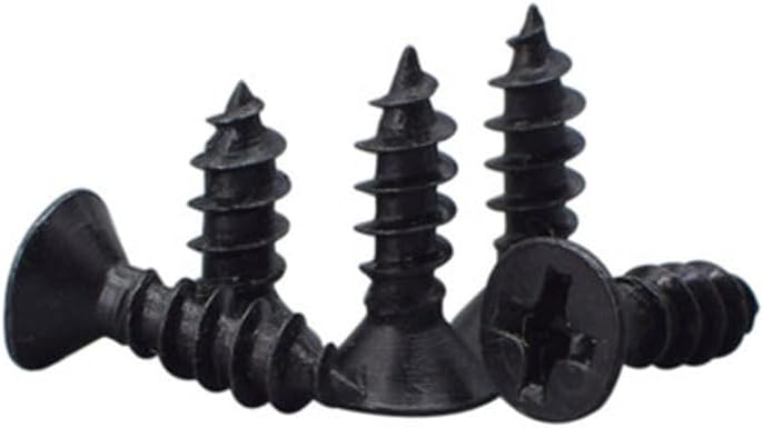 Generic M1.0 M1.2 M1.4 M1.7 Phillips Screw Countersunk head Self-tapping Screws Flat head Bolts Black 100PCS - (Size: M1.7x7mm)