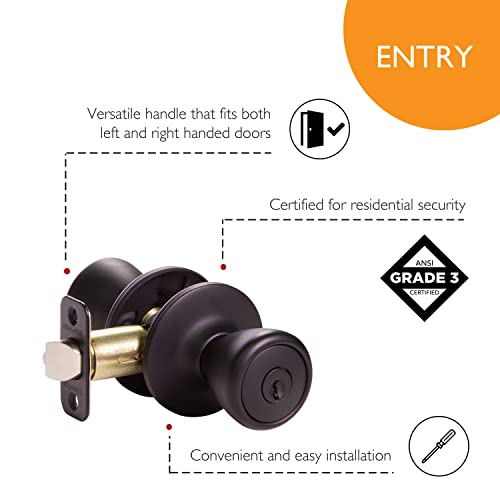 Design House 779272 Tulip Keyed Entry Door Knob Matte Black #TOP1