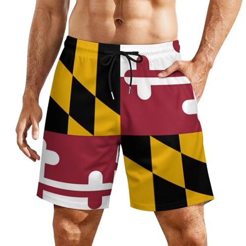 Pantalones cortos de playa de Maryland para hombre con cordón elástico