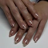 MRSCOL Press on Nails-Heart,30 Pcs Press on Nails Almond,Press On Nails Short Reusable 15 Sizes - 30 Nail Kit with Glue