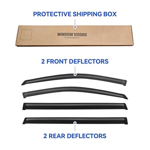 Image of Window Visors Rain Guards Shield for 2004-2010 Toyota Sienna, Out-Channel Window Vent Wind Deflectors Visors Shades for 04 05 06 07 08 09 10 Sienna