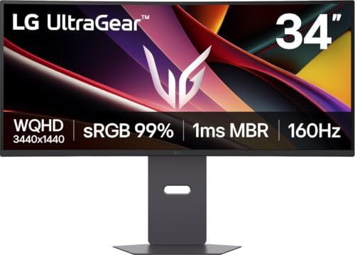 LG Ultragear 34G600A-B.AEU (34 Zoll) 21:9 Curved UWQHD VA Gaming-Monitor 160Hz AMD FreeSync HDR10 2X HDMI 2.0 Schwarz