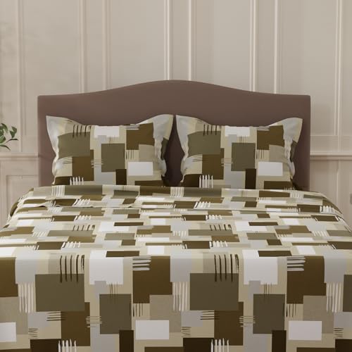 Image of Layers 100% Cotton Bedsheet for Double Size Bed | Lumina Floret Collection | 144 TC Soft & Breathable | Floral Print with 2 Pillow Covers | Wrinkle Free & Colorfast | 3 Piece Bedding Set - Grey