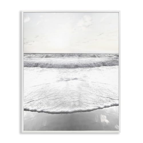 Ocean Waves Rushing Shoreline Scene, 11 x 14 Inch Framed Giclée Print