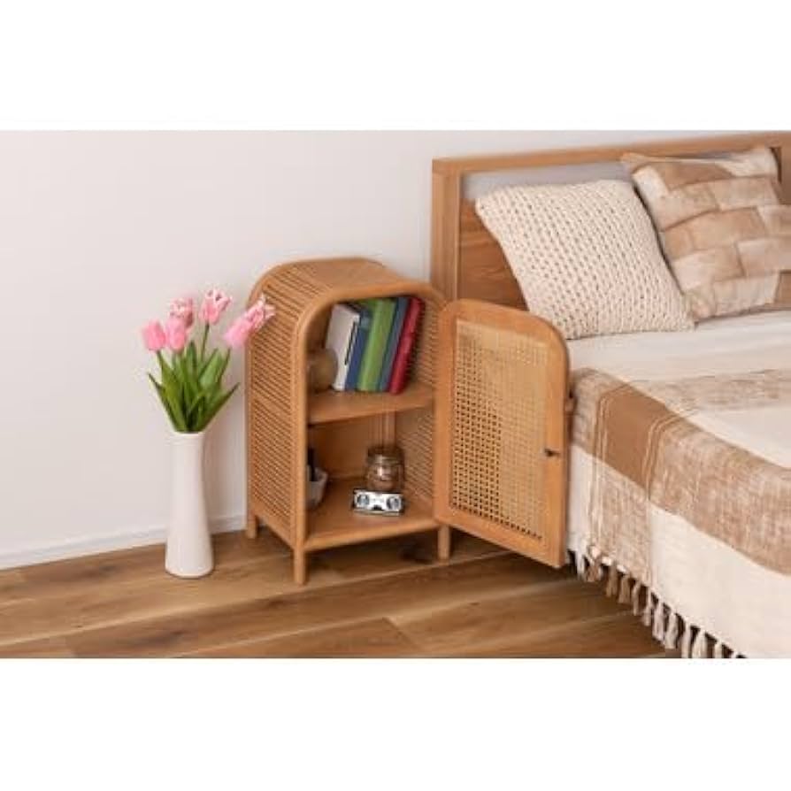 ラタン コンパクト　キャビネット ラタン キャビネット コンパクト チェスト 扉付き | FIGARO