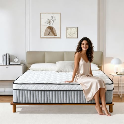 Omblix Full Size Mattress, 12 Inch Full Mattress,Hybrid Mattresses in a Box with Memory Foam and Individual Pocketed Coil,CertiPUR-US,Medium Firm & Pressure Relief