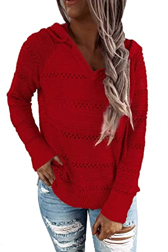ANFTFH Damen Sweatshirt V-Ausschnitt Kapuzenpullover Langarm Pulli...