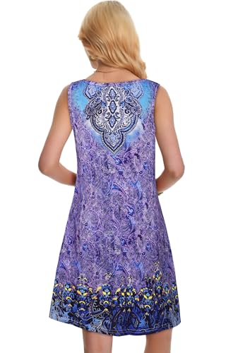 Image of Summer Dresses for Women Beach Boho Sleeveless Vintage Floral Flowy Pocket Tshirt Tank Sundresses 2026