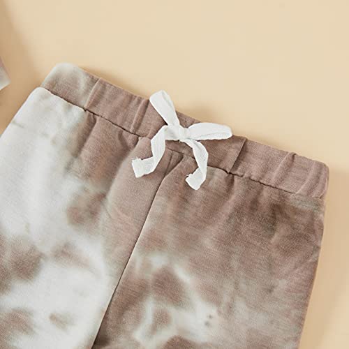 Grnshts Toddler Baby Boy Tie Dye Pants Set Hoodie Pocket Top Long Pants 2Pcs Fall Winter Outfits Clothes 3-4 Years Brown #TOP5