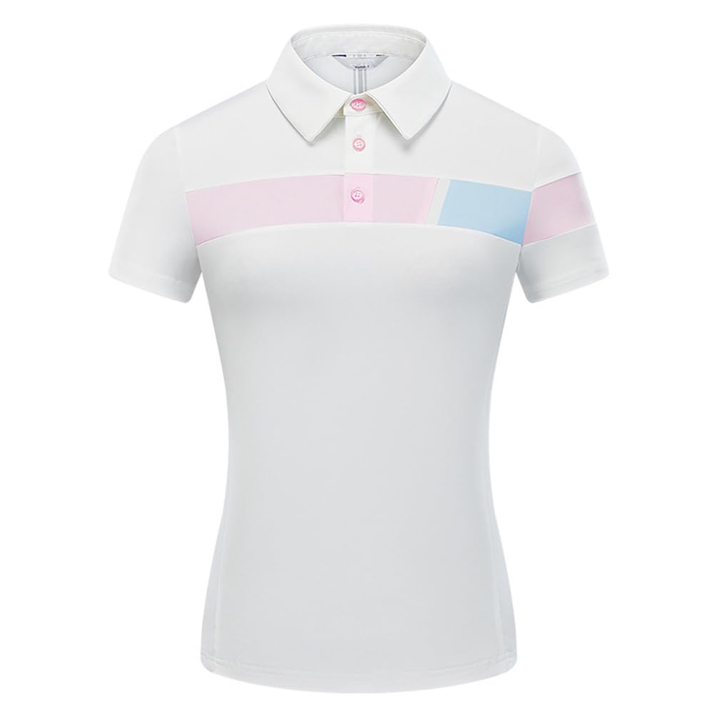 LANGWEI T-Shirt Polo da Golf da Donna Manica Corta Bavero Top Casual per Abbigliamento Sportivo Ad Asciugatura Rapida
