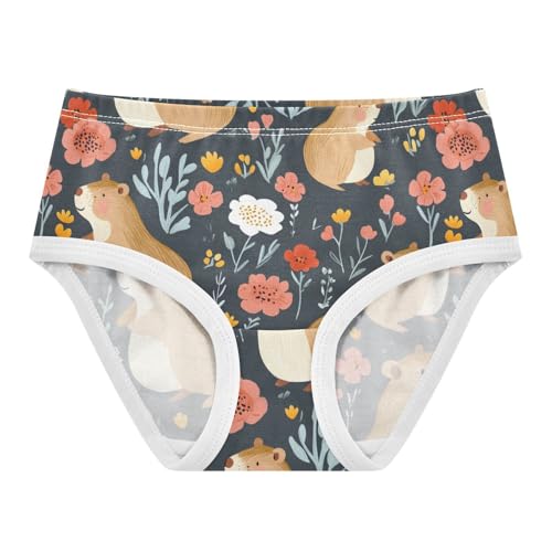 Wusikd Capybaras Flowers Girls' Underwear Cotton Cute Girls Briefs Soft Toddler Underwear 2T