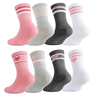 Utensilsto 8 Paar Stoppersocken Kinder Baby, ABS Atmungsaktiv Antirutschsocken Kinder, Krabbelsocken Baby Baumwolle, Crew Socken 3-5 Jahre