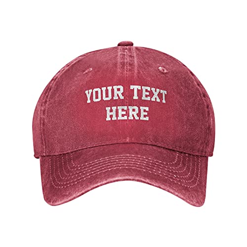 generic baseball cap - Generic Custom Cowboy Baseball Cap, Design Your Own Vintage Washed Dad Hat Personalized Name Text Logo Red, One Size