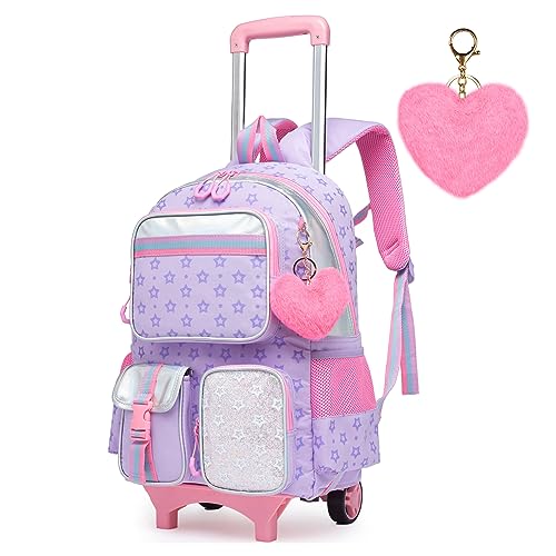 HTgroce Cartable a Roulette Fille Primaire, Sac...