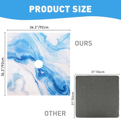 Image of Square Shower Mat Non Slip: 36 x 36 Inch Extra Large Shower Mats with Drain Hole in Middle - PVC Loofah Anti Slip Shower Floor Matt for Inside Shower