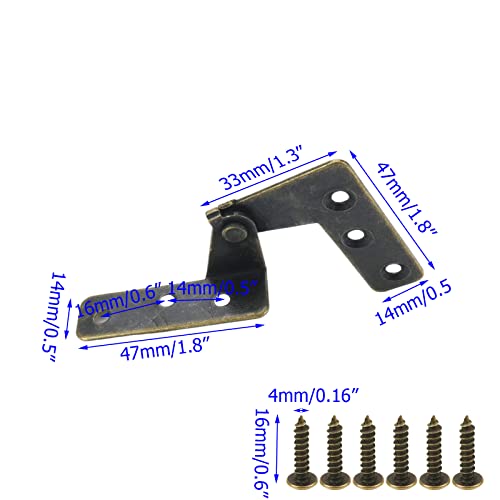 Wealrit 4 Pcs Pivot Hinge Door Pivot Hinges, 90 Degree Rotating Hinges Bronze L-Shaped Hinge Drawer Window Door Fittings #TOP6