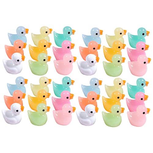 Toyvian 60 Peças Enfeite De Pato Luminoso Pequenos Patinhos De Plástico Casa De Bonecas Patinhos Pat