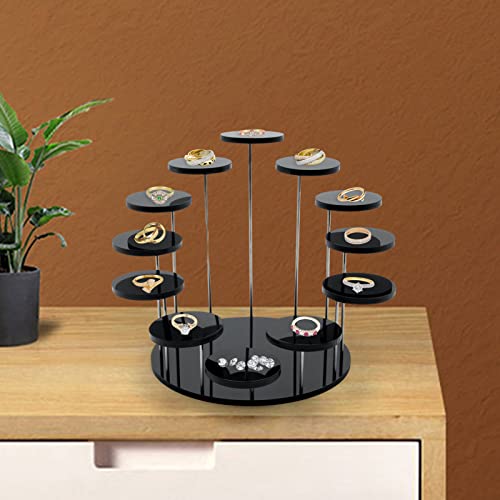 Qmisify Jewelry Holder Rack For Ring Display, Multi-Layer Acrylic Display Stand For Necklace, Bracelet, Gemstone Showcase - Round Table Storage Shelf For Mini Anime Action Figure #TOP6