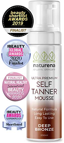 Naturena Self Tanner Tanning Mousse with Organic & Natural Ingredients, Tanning Lotion, Sunless