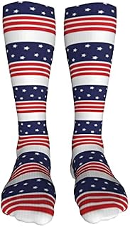 702 Unisex Work Socks National Usa Flag With Stripes Walking Socks Anti-Slip Running Socks Eco Friendly Office Socks For Camping Trekking 50Cm