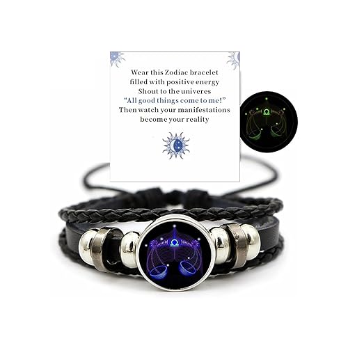 VBWEOI Gleym Bracelets Zodiac Signs Spirit Bracelet Multilayer Adjustable 22 Constellation Zodiac PU Leather Bracelet Gleym Manifestation Bracelets Jewelry Gifts for Women and Man