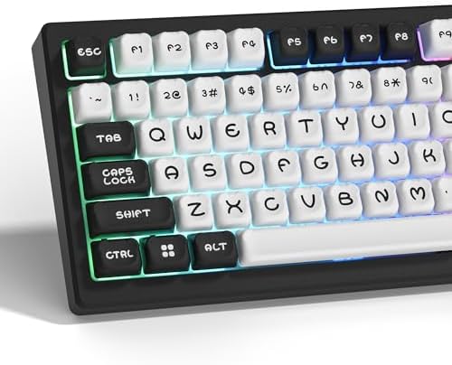 Womier PBT White Keycaps for Mechanical Keyboard, Bear Cute Keycaps, 122 Keys Custom MOA Key Cap for 60%,65%,75%,TKL,100% Cherry Gateron MX Switches Mechanical Keyboard-White