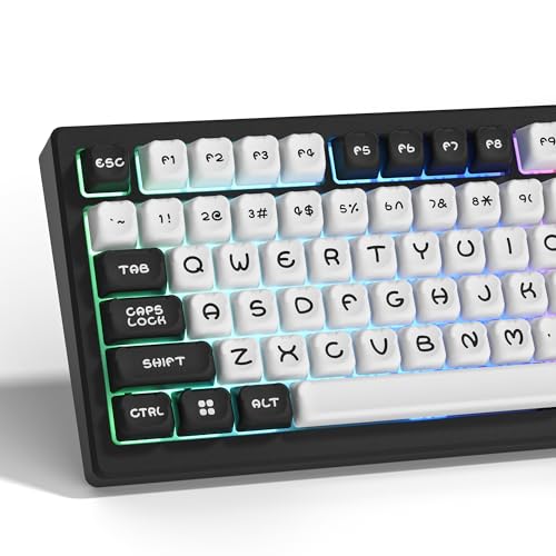 Womier PBT White Keycaps for Mechanical Keyboard, Bear Cute Keycaps