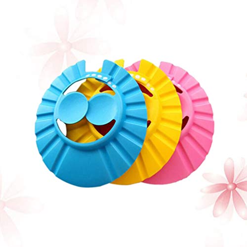 Lurrose bebe shampoo touca de banho ajustavel protetor auricular chapeu para criancas mewborn crianc