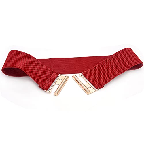 Cinto feminino elástico com fivela de metal na cintura e cor sólida, cinto largo, acessórios de vest