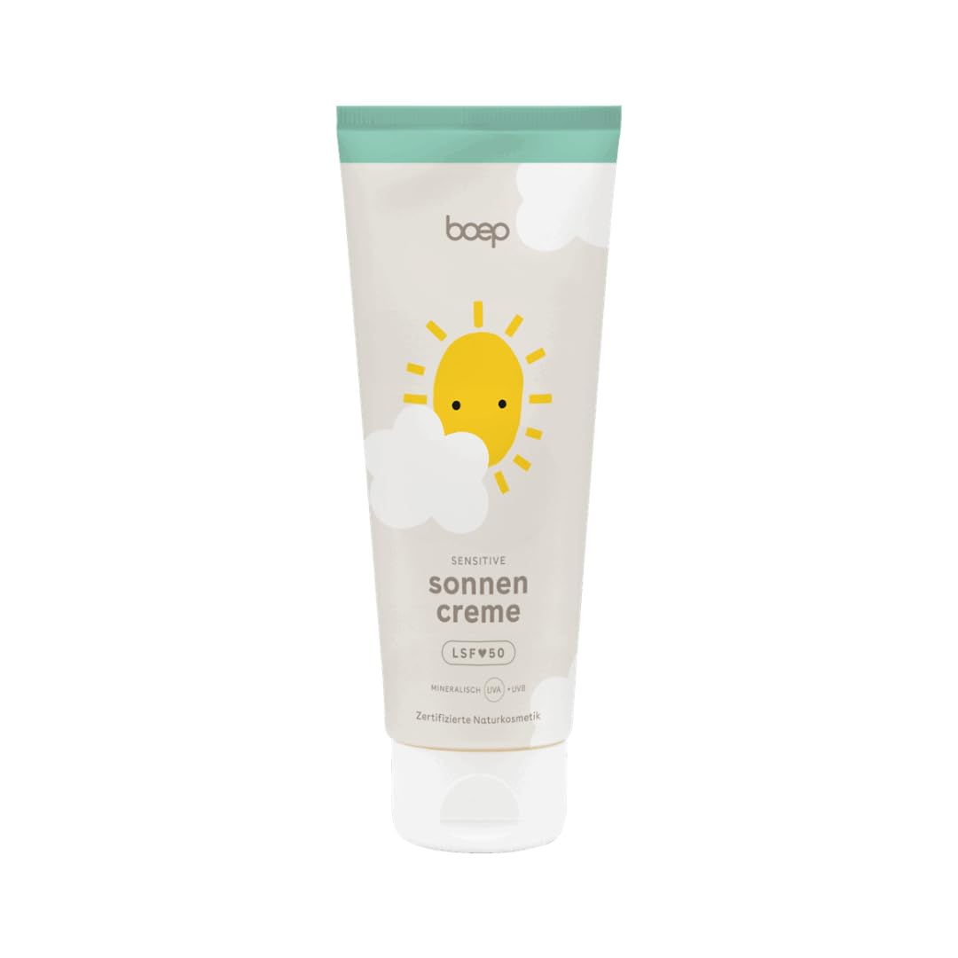 boep Sonnencreme Sensitiv LSF 50 – Mineralischer Sonnenschutz für Gesicht & Körper, für Babys, Kinder & Erwachsene geeignet, ohne Parfüm, vegane Naturkosmetik, 100 ml