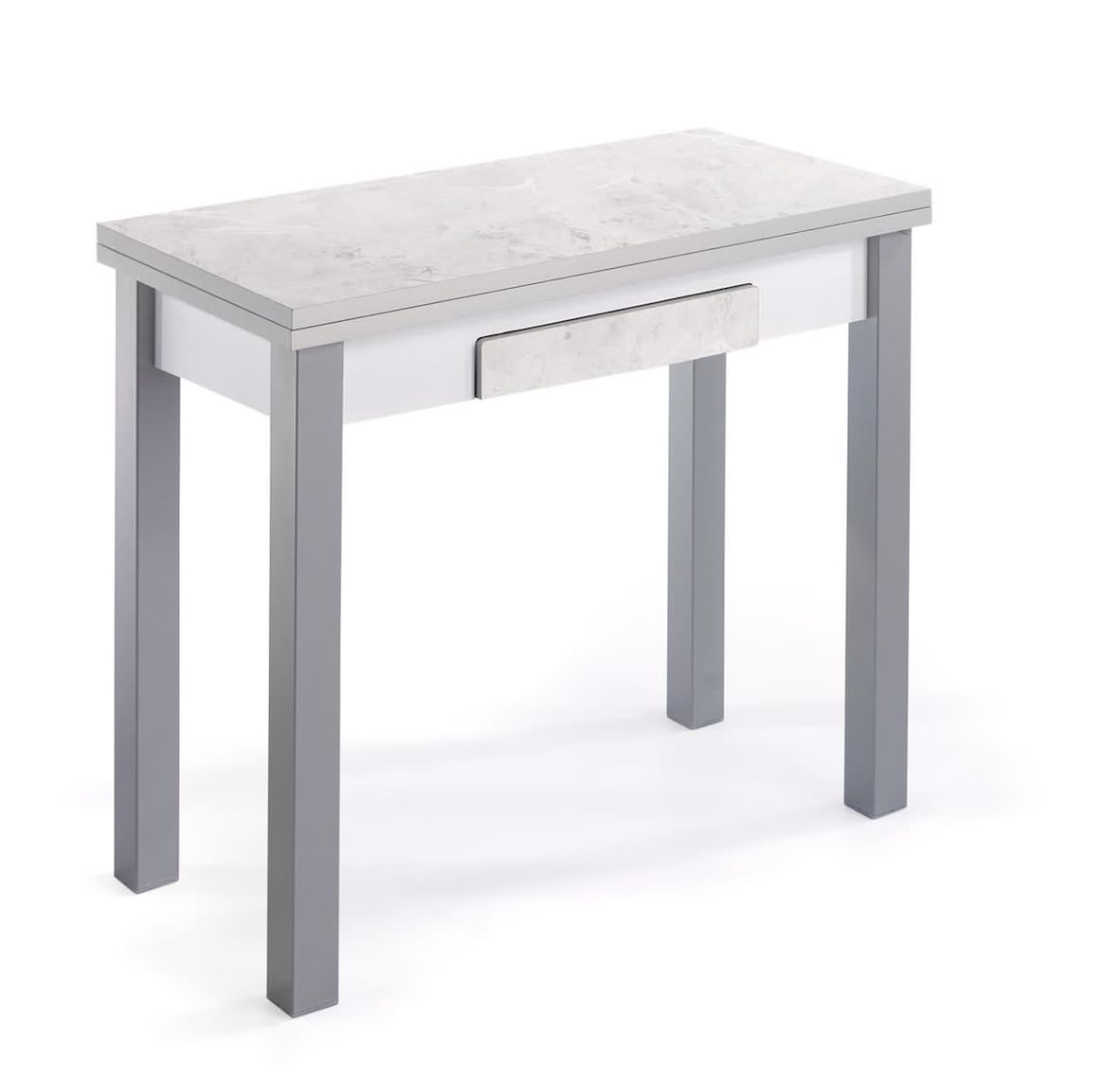 MOMMA HOME Mesa Cocina Extensible, Mesa Comedor Extensible, Mesa Plegable, Mesa Abatible, Mesa Comedor Moderna Extensibles, Color Plata/Gris Marmol, Moduo, Medidas 80x40/80x78 cm