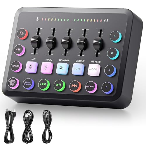 Image of Xclamor XA-S31 Gaming Audio Mixer Live Sound Card with XLR Mic Interface, 48V Phantom Power, RGB Lighting, DJ Effects, Voice Changer & USB OTG for Streaming, Podcast & Recording