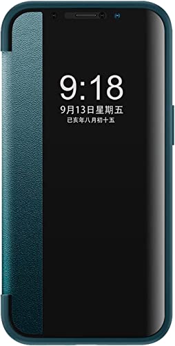 Étui iPhone 14 Pro Max et 14 Plus en cuir PU vert avec clapet