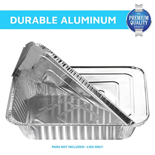 MontoPack Half-Size Aluminium Foil Lids | [50 Pack] | Perfect Fit for 9x13 Roasting Pans | Premium Quality for Baking & Catering | Disposable Food Prep Containers Lids - Thumbnail 5