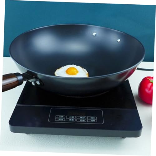 Wok de hierro resistente con mango para cocina miniatura 6