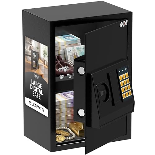 ZENO Large Digital Fireproof Safe Box - 45L Money Safe With Digital Keypad - Perfect for Home Office Hotel Business Jewellery Gun Cash Use