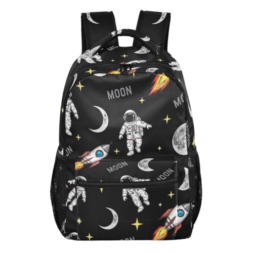 Grand sac à dos noir astronaute contre le manque de place scolaire